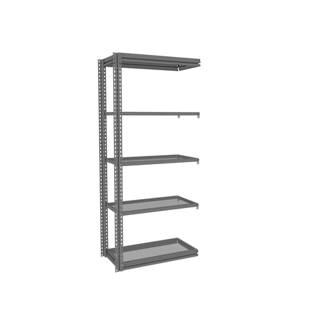 TENNSCO Z-Line Shelving W/ Five Perf. Shlvs, Boltless, 36"Wx18"Dx84"H, Add-On, Gry ZM7-3618A-5PD-MGY